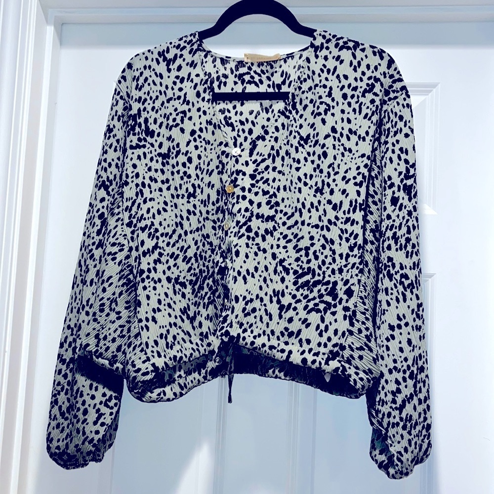 BY TOGETHER pistachio mint blouse Small S oversized tie waist Meant To Be Mine